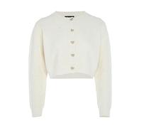 Aleva Women's Damen Eleganter, einreihiger, kurz Geschnittener Strickjackenpullover Wollweiss Größe XL/XXL Cardigan Sweater