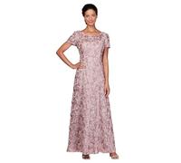 Alex Damen Langes Rosettenkleid aus Spitze mit Flügelärmeln Kleid für besondere Anlässe, Rose, 18