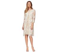 Alex Damen Midi Scoop Neck Shift Dress with Jacket (Petite and Regular) Kleid für besondere Anlässe