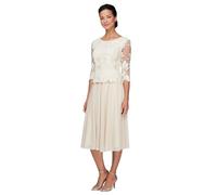 Alex Damen Tee-Länge Pailletten Mock (Petite und Regular) Kleid für besondere Anlässe, Taupe, 42 Zierlich