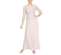 Alex Evenings Damen 3/4-ärmel, Stretch-Spitze, Mieder, Einteilig, für die Brautmutter Brautmutterkleid, Rosa-Shell Pink, 48