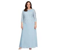 Alex Evenings Damen 3/4-ärmel, Stretch-Spitze, Mieder, Einteilig, für die Brautmutter Kleid fr besondere Anlsse, Sky, 46 Petite