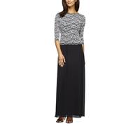 Alex Evenings Damen 3/4-ärmel, Stretch-Spitze, Mieder, Einteilig, für die Brautmutter Kleid für besondere Anlässe, schwarz/weiß, 40 Zierlich