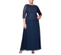 Alex Evenings Damen 3/4-ärmel, Stretch-Spitze, Mieder, Einteilig, für die Brautmutter Kleid für besondere Anlässe, Marineblau, 48
