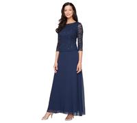 Alex Evenings Damen 3/4-ärmel, Stretch-Spitze, Mieder, Einteilig, für die Brautmutter Kleid für besondere Anlässe, Marineblau, 36