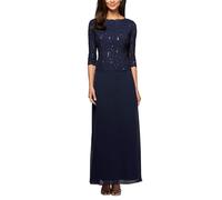 Alex Evenings Damen 3/4-ärmel, Stretch-Spitze, Mieder, Einteilig, für die Brautmutter (Zierliche und Normale Größen) Kleid für besondere Anlässe, Marineblau, 46