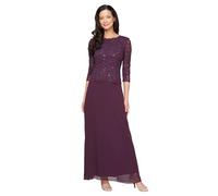 Alex Evenings Damen 3/4-ärmel, Stretch-Spitze, Mieder, Einteilig, für die Brautmutter (Zierliche und Normale Größen) Kleid für besondere Anlässe, Deep Plum, 38