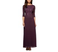 Alex Evenings Damen 3/4-ärmel, Stretch-Spitze, Mieder, Einteilig, für die Brautmutter (Zierliche und Normale Größen) Kleid für besondere Anlässe, Deep Plum, 38