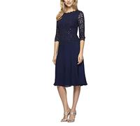 Alex Evenings Damen Brautmutter mit Besticktem Mieder, für Hochzeitsgäste (Zierliche und Normale Größen) Kleid fr besondere Anlsse, Navy, 40