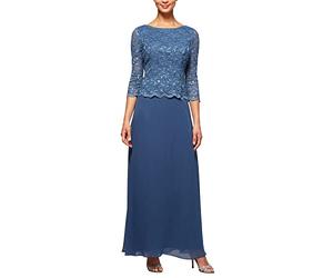 Alex Evenings Damen Brautmutter mit Besticktem Mieder, für Hochzeitsgäste (Zierliche und Normale Größen) Kleid fr besondere Anlsse, Wedgewood, 46