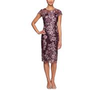 Alex Evenings Damen Kurzes Blumenstickerei, für Hochzeitsgäste, Formelle Kleider (Zierliche und Normale Größen) Cocktailkleid, Pflaume, 46