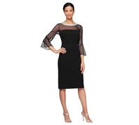 Alex Evenings Damen Kurzes Shift-cocktailkleid mit Verzierten Illusions-Details, Hochzeitsgast (Zierliche und Normale Größen) Kleid für besondere Anlässe, schwarz, 40