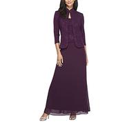 Alex Evenings Damen Langes Mandarinenausschnitt Kleid für besondere Anlässe, auberginefarben, 48