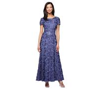 Alex Evenings Damen Langes Rosettenkleid für die Brautmutter mit Kurzen Ärmeln, Formelles, Hochzeitsgäste Kleid fr besondere Anlsse, violett, 42 Zierlich