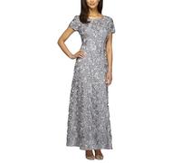 Alex Evenings Damen Langes Rosettenkleid für die Brautmutter mit Kurzen Ärmeln, Formelles, Hochzeitsgäste Kleid für besondere Anlässe, Taube, 40