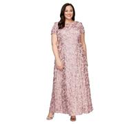 Alex Evenings Damen Langes Rosettenkleid für die Brautmutter mit Kurzen Ärmeln, Formelles, Hochzeitsgäste Kleid für besondere Anlässe, Rose, 42