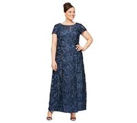 Alex Evenings Damen Langes Rosettenkleid für die Brautmutter mit Kurzen Ärmeln, Formelles, Hochzeitsgäste Kleid fr besondere Anlsse, Marineblau, 48 Mehr