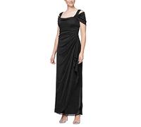 Alex Evenings Damen Langes Schulterfreies, Mutter der Braut Kleid für besondere Anlässe, Schwarz Glitter, 38