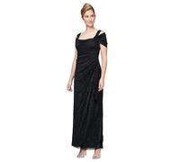 Alex Evenings Damen Langes Schulterfreies, Mutter der Braut Kleid für besondere Anlässe, Schwarz Glitter, 46 Petite