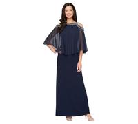 Alex Evenings Damen Langes Schulterfreies Popover Brautmutter Elegante Abendgarderobe Kleid fr besondere Anlsse, Navy, 48