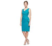 Alex Evenings Damen Schlankmachendes, Kurzes Gerüschtes Cocktailkleid mit Rüschen (Zierliche und Normale Größen) Kleid für besondere Anlässe, türkis, 38