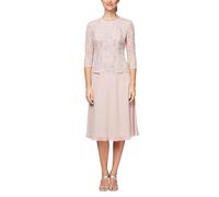 Alex Evenings Damen Tee-länge Besticktes Mieder Mutter der Braut, Hochzeitsgäste Kleid fr besondere Anlsse, Rosa-Shell Pink, 46