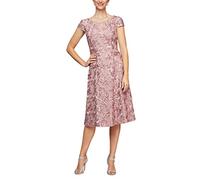 Alex Evenings Damen Tee-langes Brautmutter mit Rosetten-Spitzendetail (Zierliche und Normale Größen) Kleid für besondere Anlässe, Rose, 46