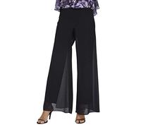 Alex Evenings Damen Wide Leg Chiffon Dress Pant for Mother of The Bride, Elegant Party Outfit (Petite and Regular Sizes) Klassische Hose, Schwarzes Overlay, M