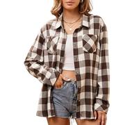 Alex Vando Damen Flanellhemd Kariertes Hemd Langarm Hemdbluse Button-Down Holzfällerhemd Regular Fit Casual Freizeithemd