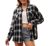 Alex Vando Damen Flanellhemd Kariertes Hemd Langarm Hemdbluse Button-Down Holzfällerhemd Regular Fit Casual Freizeithemd