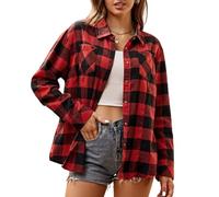 Alex Vando Damen Flanellhemd Kariertes Hemd Langarm Hemdbluse Button-Down Holzfällerhemd Regular Fit Casual Freizeithemd