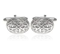Alexander Castle 925 Sterling Silber Celtic Manschettenknöpfe für Männer - Ovale 17mm x 12mm Celtic Trinity Manschettenknöpfe mit Schmuck-Geschenkbox