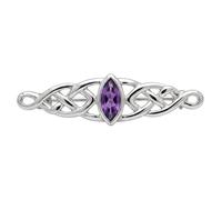 Alexander Castle 925 Sterling Silber Keltische Brosche für Frauen - Damen Brosche Pin mit lila Zirkonia & Schmuck Geschenk Box - 35mm