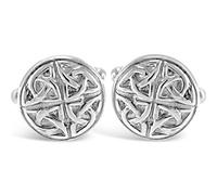 Alexander Castle 925 Sterling Silber keltische Manschettenknöpfe für Männer - Runde 15mm keltische Trinity-Manschettenknöpfe mit Schmuck-Geschenkbox