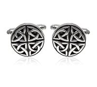 Alexander Castle 925 Sterling Silber oxidierte keltische Manschettenknöpfe für Männer - Runde 15mm keltische Trinity-Manschettenknöpfe mit Schmuck-Geschenkbox