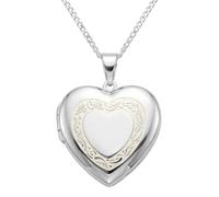 Alexander Castle Herz 925 Sterling Silber Kette mit Foto Medaillon für Damen Mädchen Kinder - 20mm x 20mm - 18" Sterlingsilber Foto Kette & Schmuck Geschenk-Box