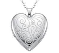 Alexander Castle Herz 925 Sterling Silber Kette mit Foto Medaillon für Damen Mädchen Kinder - 4 Fotos - 23mm x 23mm - 18" Sterlingsilber Foto Kette & Schmuck Geschenk-Box
