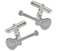Alexander Castle Manschettenknöpfe aus 925er-Sterlingsilber mit Gitarre, originelle Manschettenknöpfe für Herren, mit Schmuck-Geschenk-Box, Musikgeschenke für Männer, Sterling-Silber, Kein Edelstein