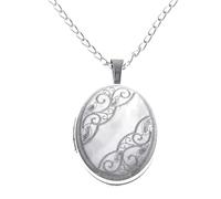 Alexander Castle Oval 925 Sterling Silber Kette mit Foto Medaillon für Damen Mädchen Kinder - 20mm x 15mm - 18" Sterlingsilber Foto Kette & Schmuck Geschenk-Box
