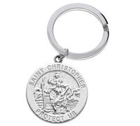 Alexander Castle Reversibel Solide 925 Sterlingsilber Heiliger Christophorus Schlüsselanhänger für Herren - 28mm Autoschlüsselanhänger Schlüsselanhänger mit Schmuck Geschenkbox