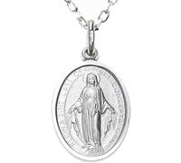 Alexander Castle Solide 925 Sterling Silber Wundertätige Medaille Katholische Halskette - 20mm x 15mm Wundertätige Medaille mit 18" 925 Sterling Silber Kette & Schmuck Geschenk-Box
