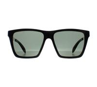 Alexander McQueen AM0352S 002 glÃ¤nzend schwarz und silber grÃ¼n grau Sonnenbrille Einheitsgröße