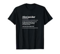 Alexander Wörterbuch Lexikon Definition T-Shirt für stolze Männer in Schwarz, Klein, Klassisch, Kurzarm
