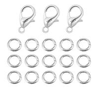 ALEXCRAFT 23 Stück Sterling Silber 925 Kettenverschluss Karabinerverschluss Biegeringe Schmuckverschluss, ketten Halskette Verbinder Verschluss Offene Rings 5mm Schmuckringel Set