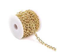 ALEXCRAFT 5 Meter Gold Gliederkette Schmuck Ketten Selber Mache Verdreht Kabel Link Kette Basteln Zubehör Halskette Ketten für Schmuckherstellung