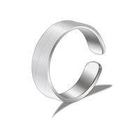 ALEXCRAFT Chunky Ring Silber 9 Damen Frauen Matt Gebürstet Herren Offene Verstellbare für Frauen Freundin Mama Mädchen Valentinstag Breite 5MM