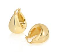 ALEXCRAFT Dicke Ohrringe Gold Creolen Breit Große 14K Chunky Hoop Earrings Goldene Ohrringe Damen Geschenk für Frauen Freundin Mama Mädchen