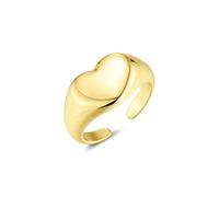 ALEXCRAFT Gold Ringe Herz Damen, Vergoldet Sterling Silber 925 Einfacher Offen Verstellbare Daumen Finger Umarmen Ringe Gold Klobig Chunky Dick Breit Ring Groß Glatter Herz Ring Golden Damen Frauen