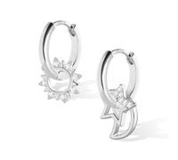 ALEXCRAFT Mond Sonne Stern Ohrringe Silber 925 Hängend Creolen Klein Damen Geschenk für Frauen Freundin Mama Mädchen