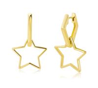 ALEXCRAFT Ohrringe Gold Creolen Stern Diamant Goldene Creolen Damen Ohrringe Gold Hängend Statement Drop Eckige für Frauen Freundin Mama Mädchen
